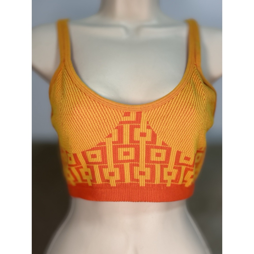 Zara Women's Limitless Contour Orange Seamless Crop Top Size XS S Club Y2K Retro